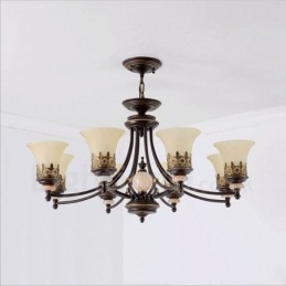 Lustre classique traditionnel en métal intégré à 8 lumières
