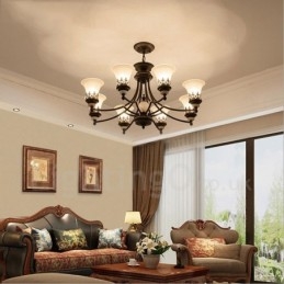 Lustre classique traditionnel en métal intégré à 8 lumières