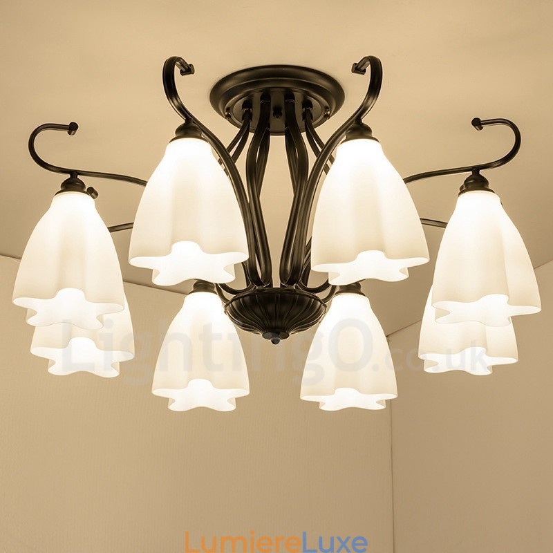 Lustre rustique intégré à 8 lumières