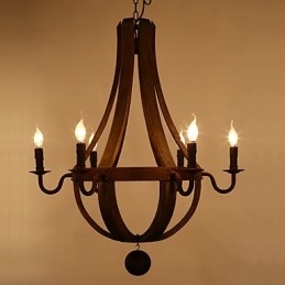 Lustre suspendu vintage américain rustique en bois avec porte-bouteilles