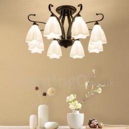 Lustre rustique intégré à 8 lumières