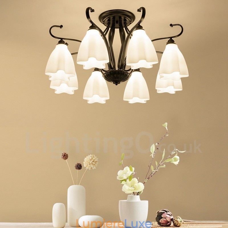 Lustre rustique intégré à 8 lumières