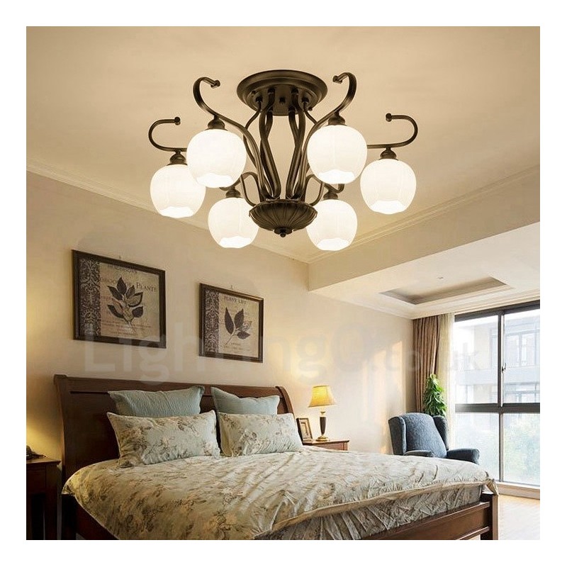 Lustre rustique intégré à 6 lumières