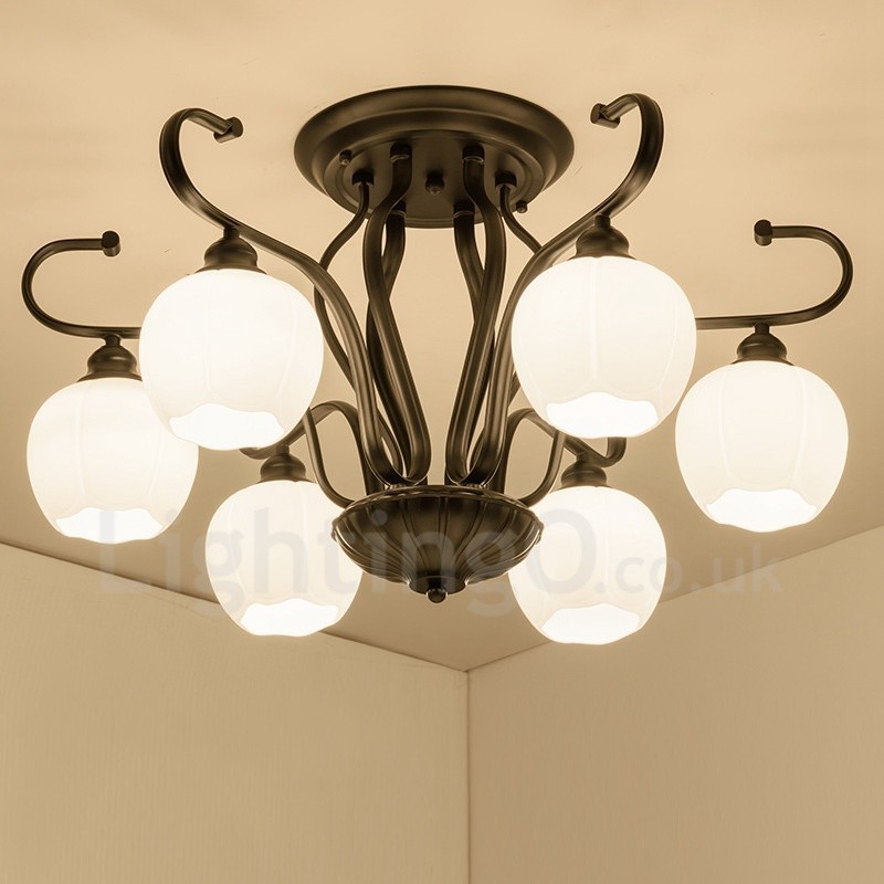 Lustre rustique intégré à 6 lumières
