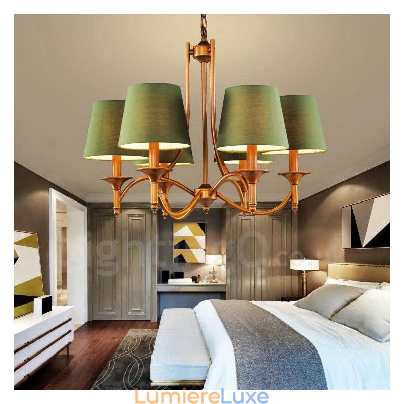 Lustre en métal intégré à 6 lumières de style rustique