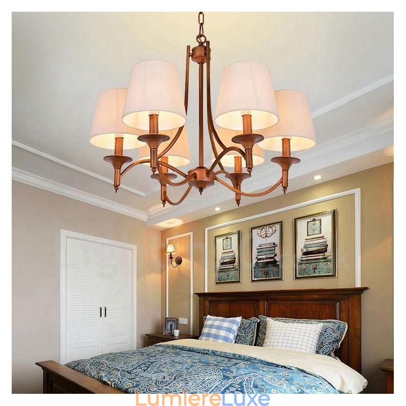 Lustre en métal intégré à 6 lumières de style rustique