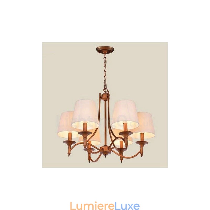 Lustre en métal intégré à 6 lumières de style rustique