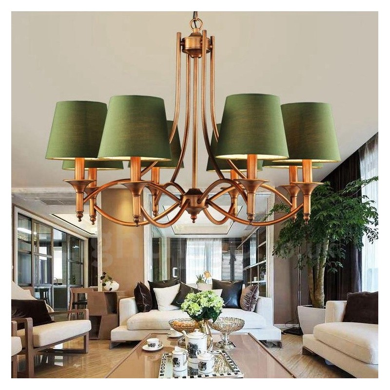 Lustre en métal intégré à 8 lumières de style rustique