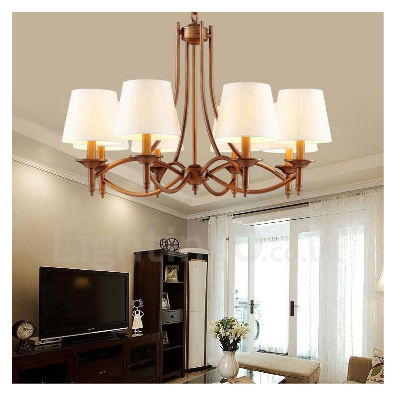 Lustre en métal intégré à 8 lumières de style rustique