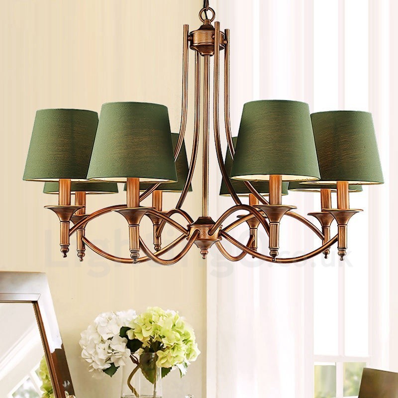 Lustre en métal intégré à 8 lumières de style rustique