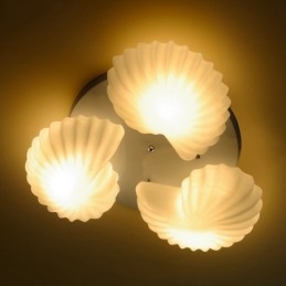 Lustre intégré classique traditionnel à 3 lumières avec abat-jour en verre
