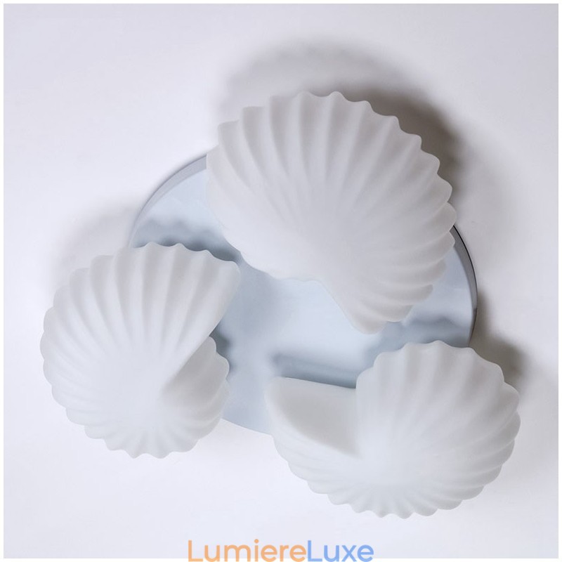 Lustre intégré classique traditionnel à 3 lumières avec abat-jour en verre