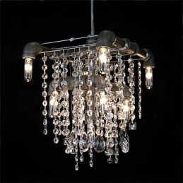 Lustre en cristal caractéristique de style nord-américain à 9 lumières, design tubulaire