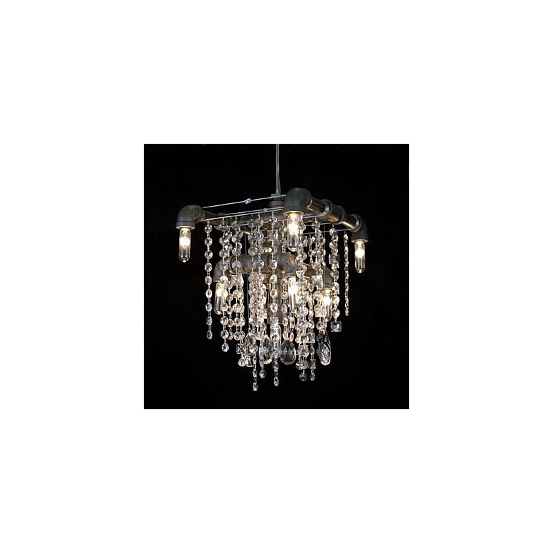 Lustre en cristal caractéristique de style nord-américain à 9 lumières, design tubulaire