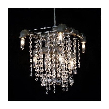 Lustre en cristal caractéristique de style nord-américain à 9 lumières, design tubulaire Lustre en cristal caractéristique de style nord-américain à 9 lumières, design tubulaire