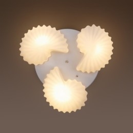 Lustre intégré classique traditionnel à 3 lumières avec abat-jour en verre