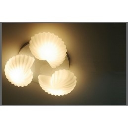 Lustre intégré classique traditionnel à 3 lumières avec abat-jour en verre
