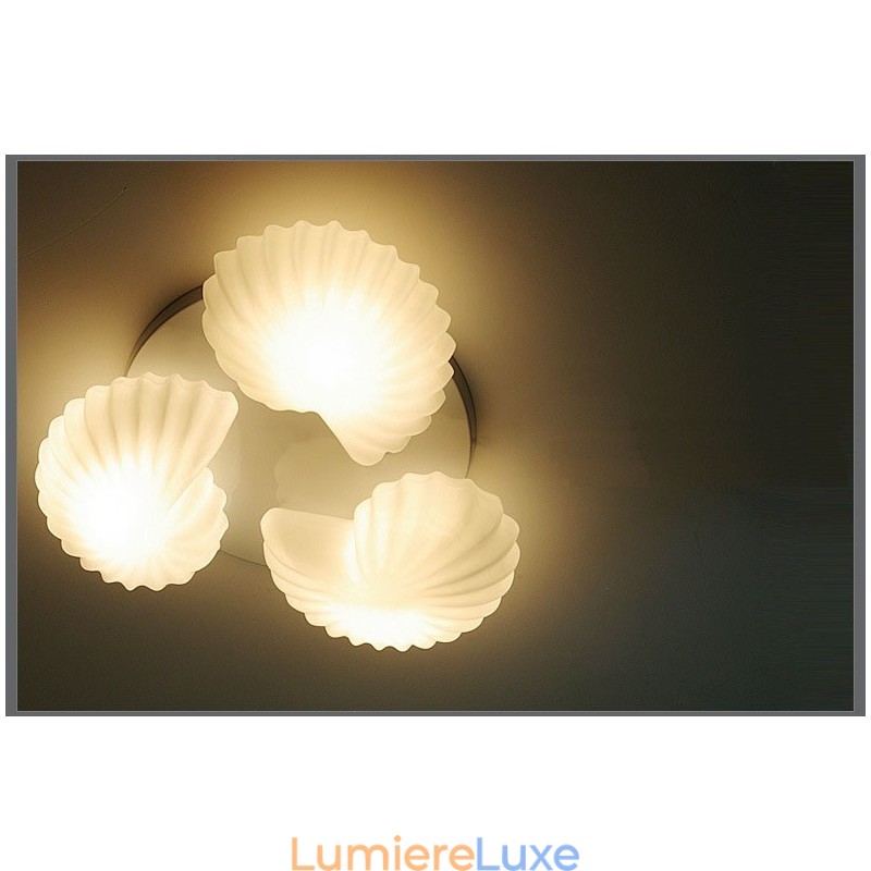 Lustre intégré classique traditionnel à 3 lumières avec abat-jour en verre