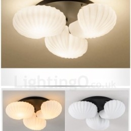 Lustre intégré classique traditionnel à 3 lumières avec abat-jour en verre