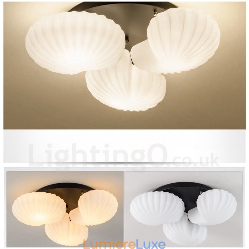 Lustre intégré classique traditionnel à 3 lumières avec abat-jour en verre