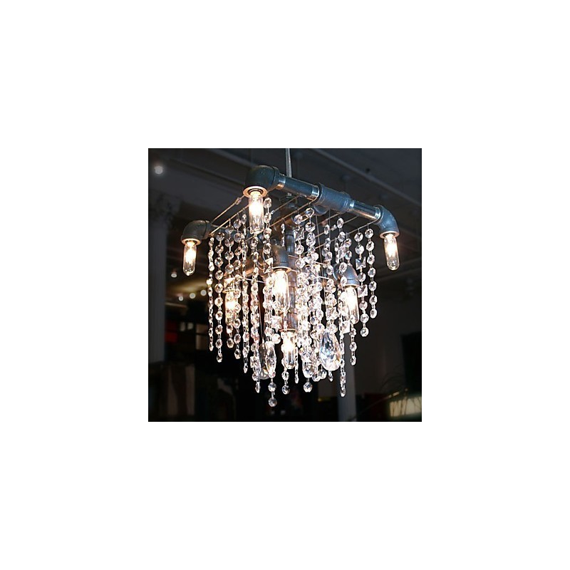 Lustre en cristal caractéristique de style nord-américain à 9 lumières, design tubulaire