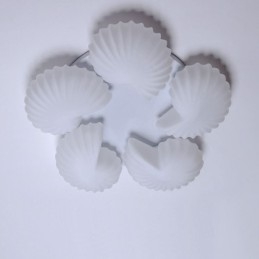 Lustre intégré classique traditionnel à 5 lumières Conch avec abat-jour en verre