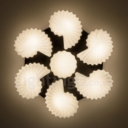 Lustre intégré classique traditionnel à 7 lumières avec abat-jour en verre