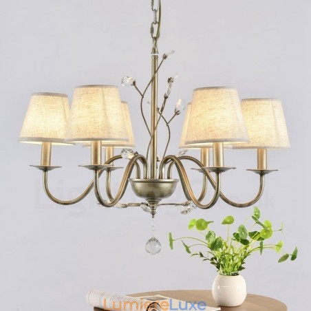 Lustre en métal intégré à 6 lumières de style rustique Lustre en métal intégré à 6 lumières de style rustique