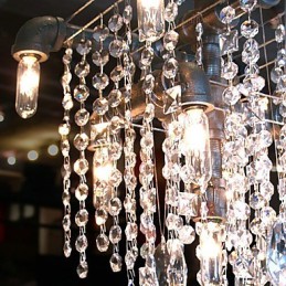 Lustre en cristal caractéristique de style nord-américain à 9 lumières, design tubulaire