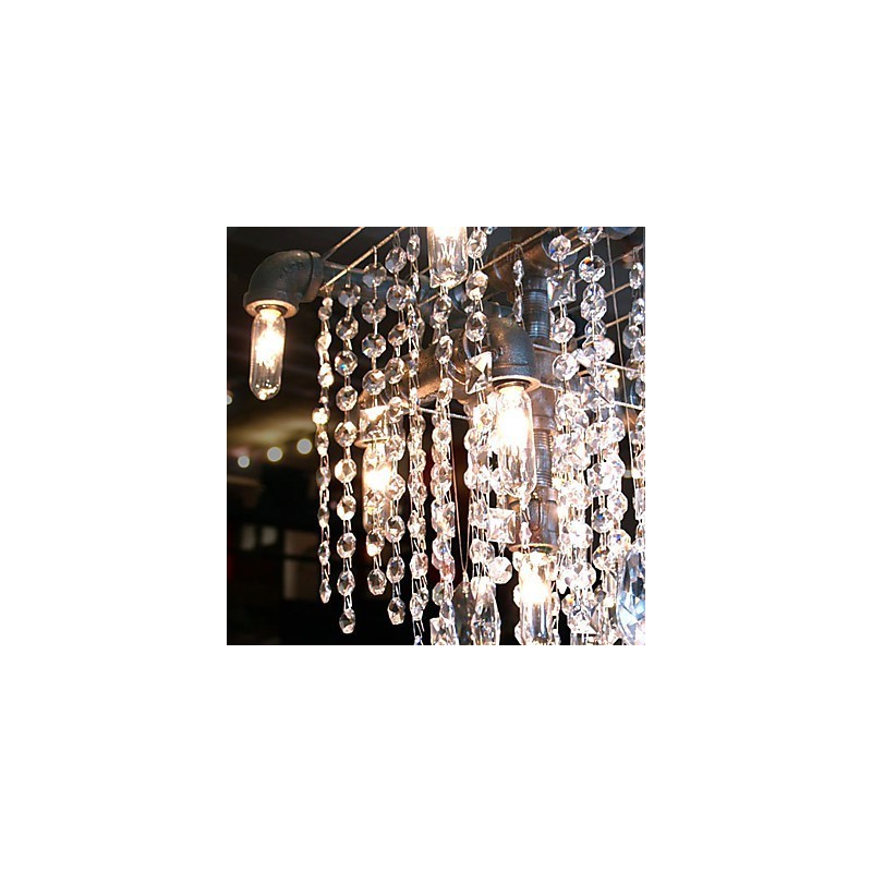 Lustre en cristal caractéristique de style nord-américain à 9 lumières, design tubulaire