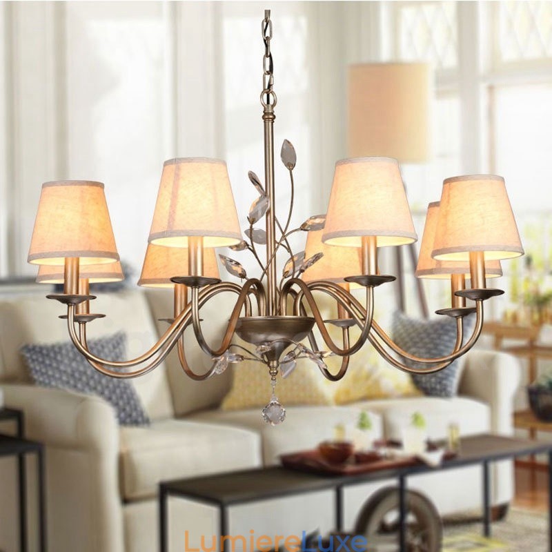 Lustre en métal intégré à 8 lumières de style rustique