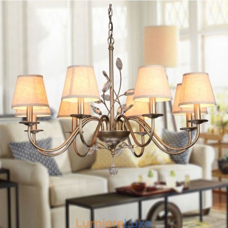 Lustre en métal intégré à 8 lumières de style rustique Lustre en métal intégré à 8 lumières de style rustique