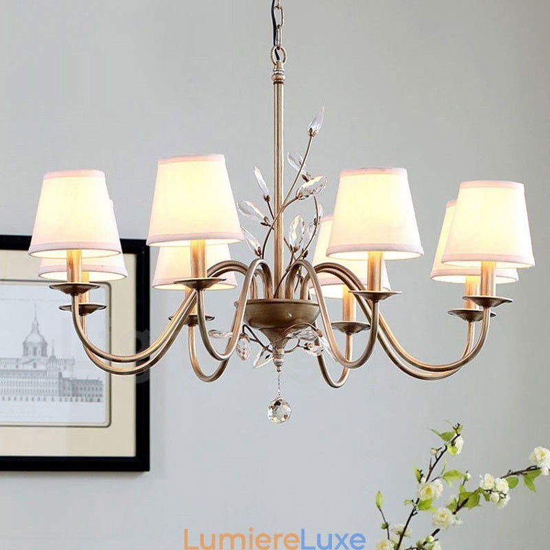 Lustre en métal intégré à 8 lumières de style rustique