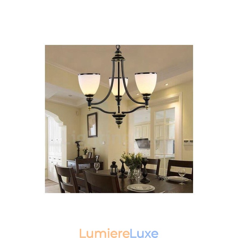 Lustre en métal intégré à 3 lumières de style rustique