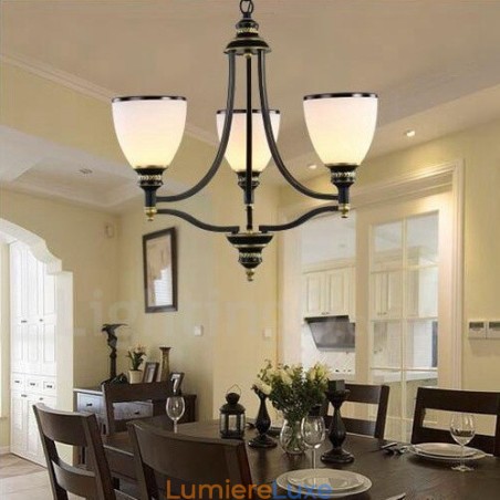 Lustre en métal intégré à 3 lumières de style rustique Lustre en métal intégré à 3 lumières de style rustique