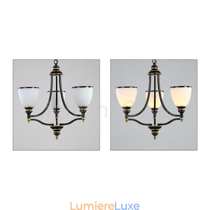 Lustre en métal intégré à 3 lumières de style rustique