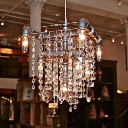 Lustre en cristal caractéristique de style nord-américain à 9 lumières, design tubulaire
