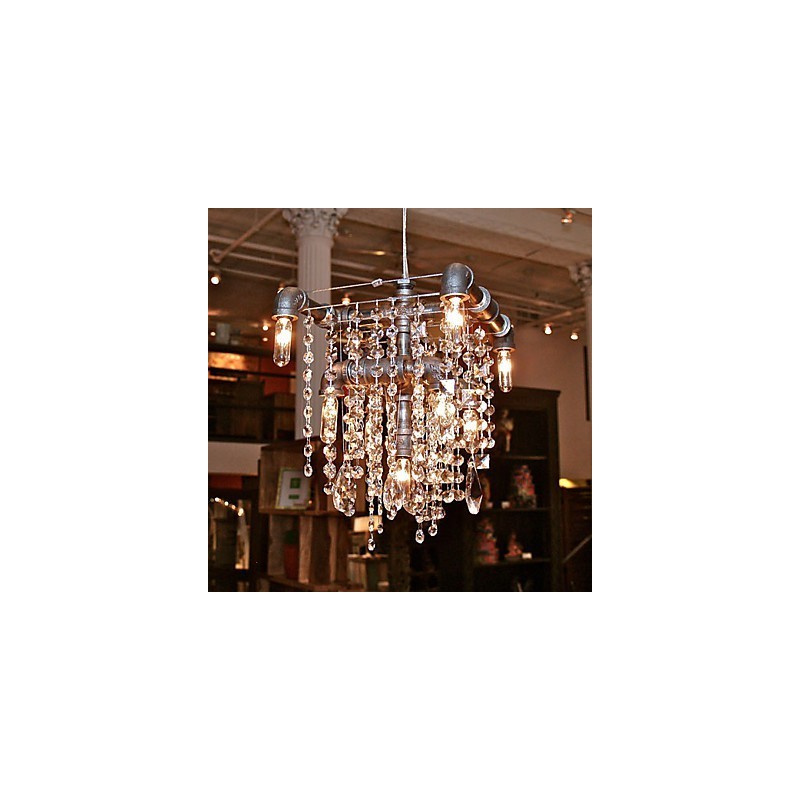 Lustre en cristal caractéristique de style nord-américain à 9 lumières, design tubulaire