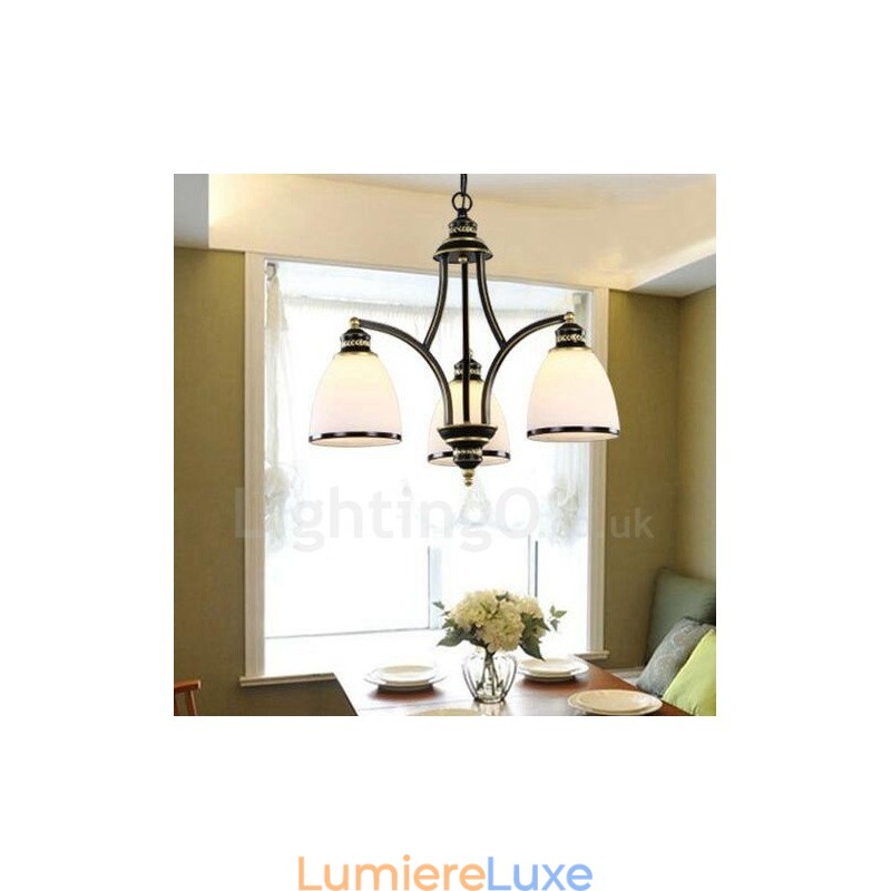 Lustre en métal intégré à 3 lumières de style rustique