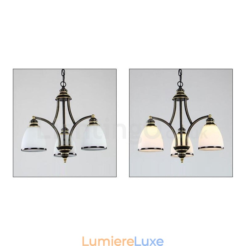 Lustre en métal intégré à 3 lumières de style rustique