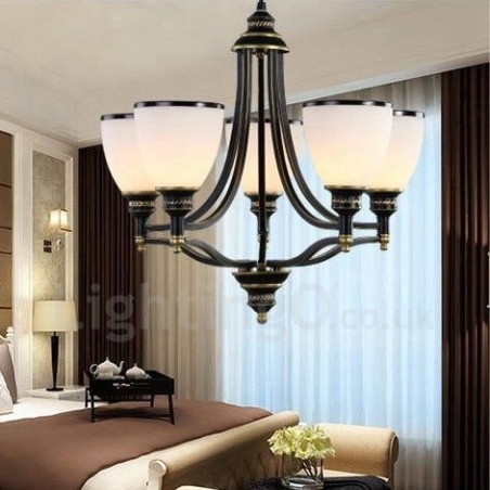 Lustre en métal intégré à 5 lumières de style rustique Lustre en métal intégré à 5 lumières de style rustique