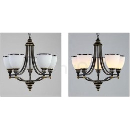 Lustre en métal intégré à 5 lumières de style rustique