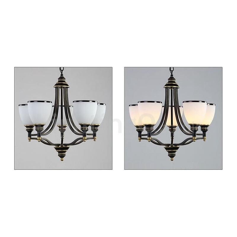 Lustre en métal intégré à 5 lumières de style rustique