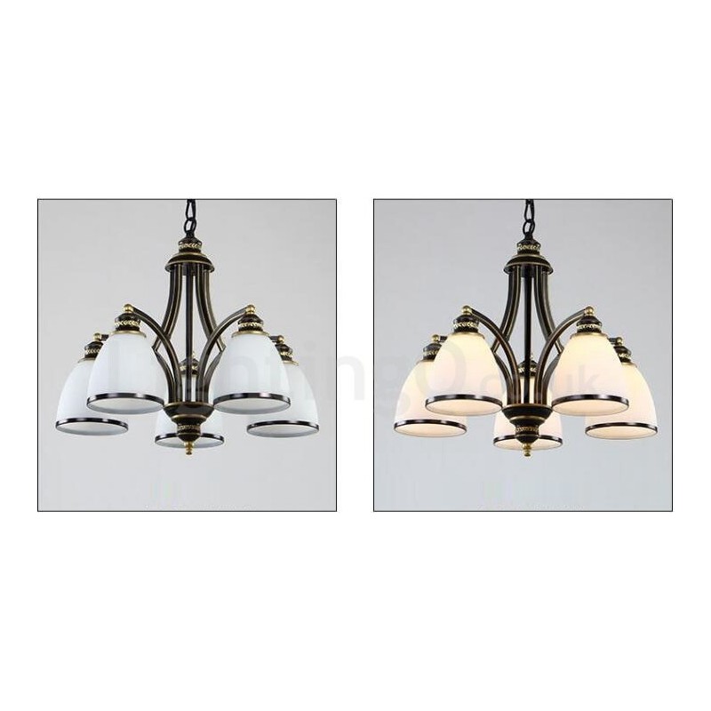 Lustre en métal intégré à 5 lumières de style rustique