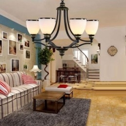 Lustre en métal intégré à 6 lumières de style rustique