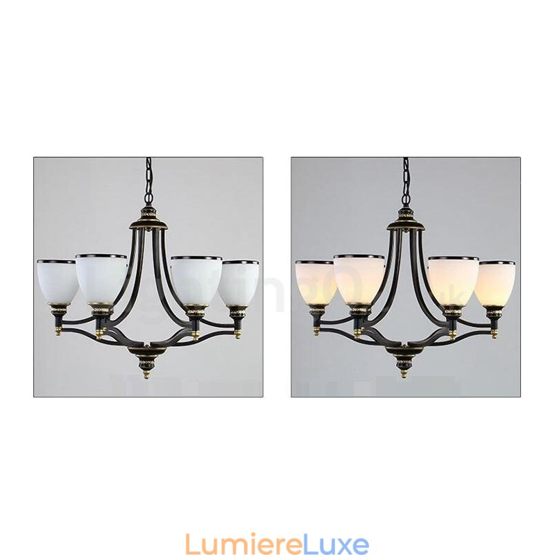 Lustre en métal intégré à 6 lumières de style rustique