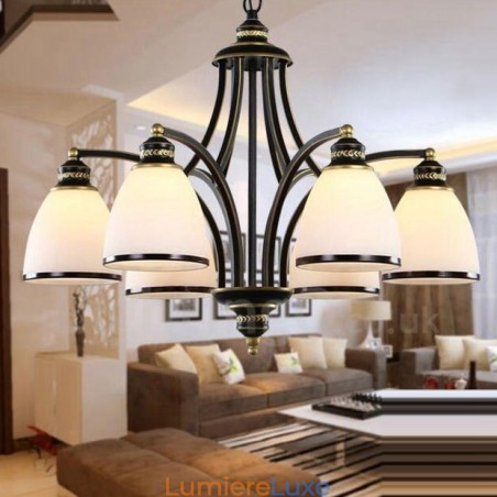 Lustre en métal intégré à 6 lumières de style rustique Lustre en métal intégré à 6 lumières de style rustique