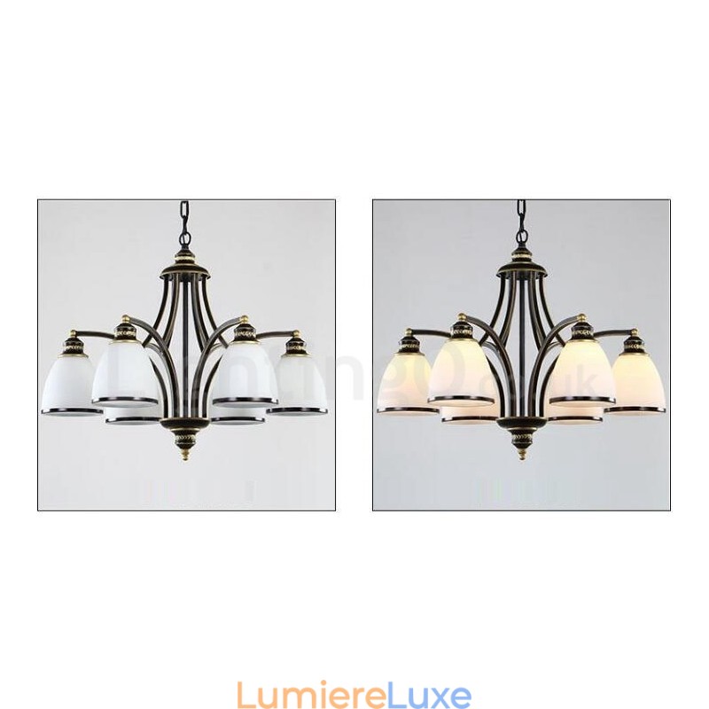 Lustre en métal intégré à 6 lumières de style rustique