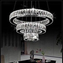 Suspension en cristal moderne à trois anneaux D204060 K9, grands luminaires de plafond en cristal