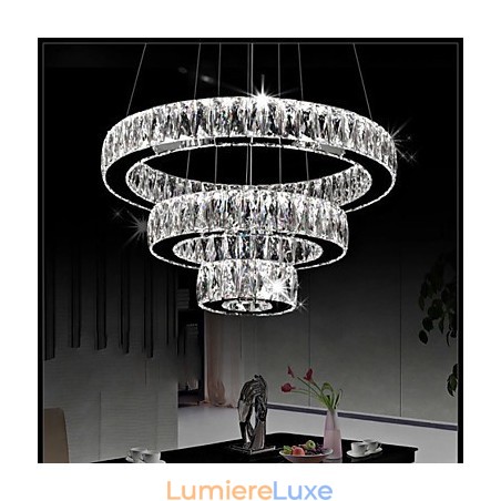 Suspension en cristal moderne à trois anneaux D204060 K9, grands luminaires de plafond en cristal Suspension en cristal moderne à trois anneaux D204060 K9, grands luminaires de plafond en cristal